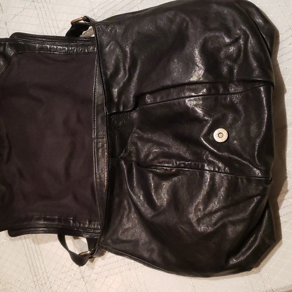 Charles David Designer Vintage Black Leather Hobo Shoulder Bag Handbag XL Used - Picture 7 of 17